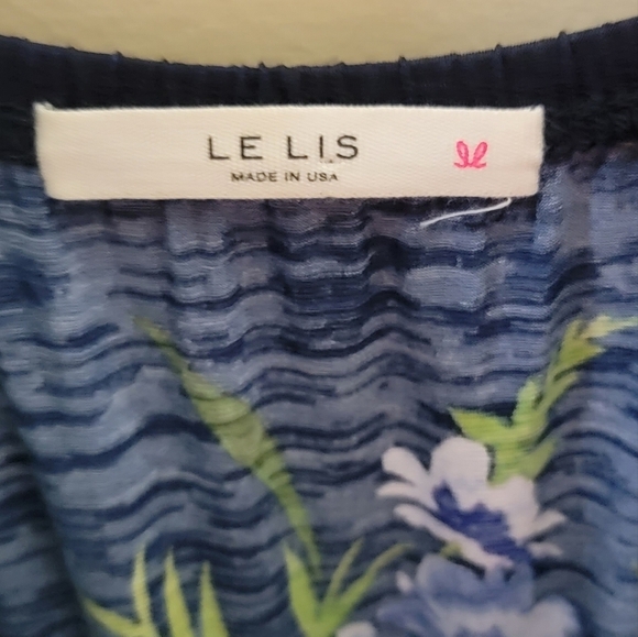 Le Lis | Navy Green Pink Floral Sleeveless Faux Wrap Maxi Dress Size Large - Picture 5 of 7